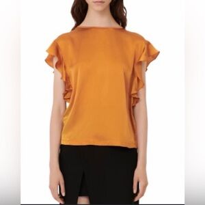 Maje Tola Ruffled-Sleeve
Silk-Satin Top 3